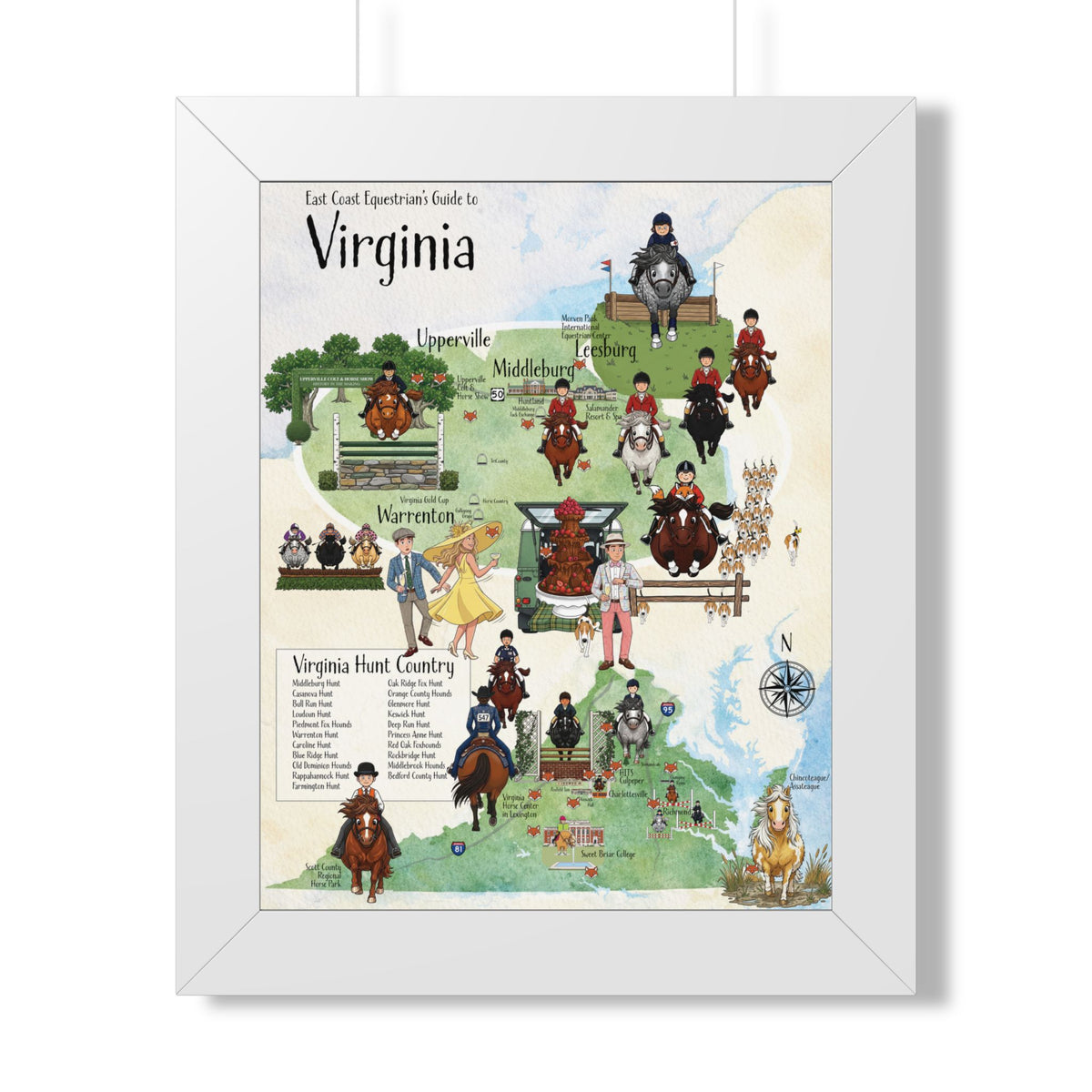East Coast Equestrian's Guide to Virginia Framed Map