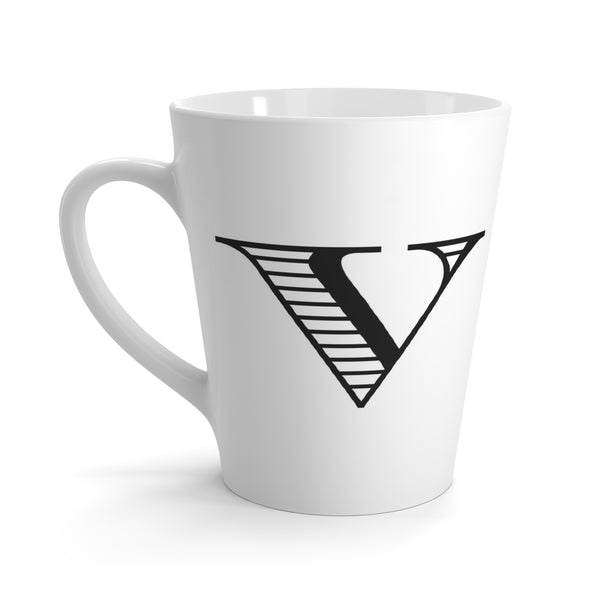 Letter V Horse Shoe Mug with Initial, Tapered Latte Style