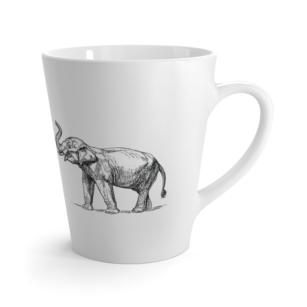 Letter S Elephant Mug with Initial, Tapered Latte Mug