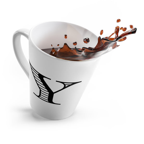 Letter Y Polo Pony or Horse Mug with Initial, Tapered Latte Style
