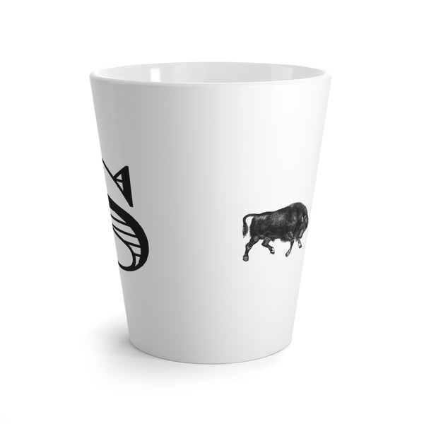 Letter S Bull and Bear Mug, Tapered Latte Style