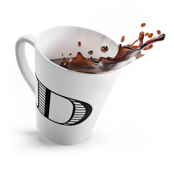Letter D Equestrian Motif Horse Mug with Initial, Tapered Latte Style