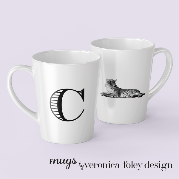 Letter C Tiger Mug with Initial