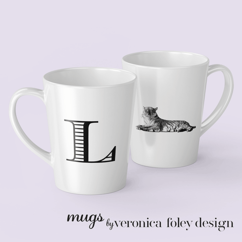 Letter L Tiger Mug with Initial