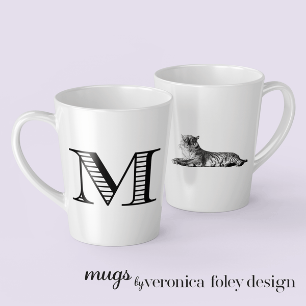 Letter M Tiger Mug with Initial