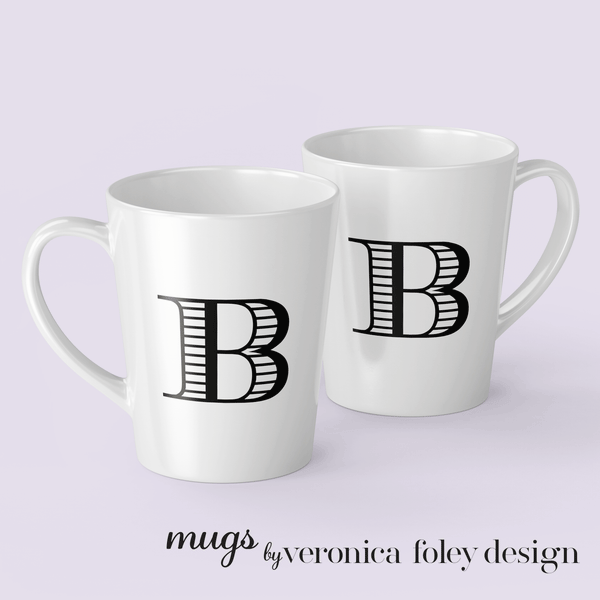 Letter B Shaded Roman Latte Mug with Initial