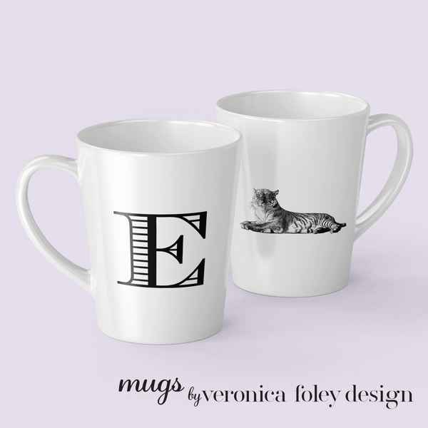 Letter E Tiger Mug with Initial