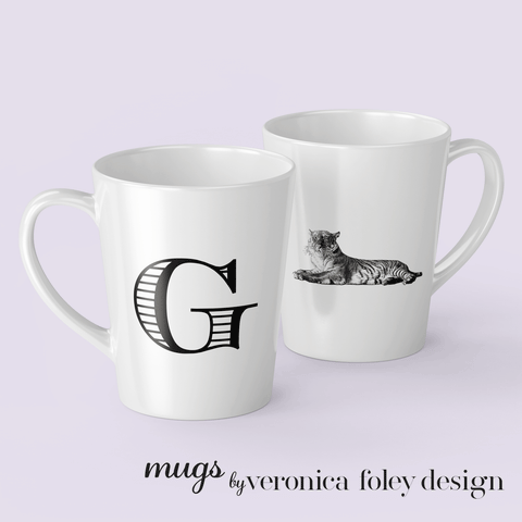 Letter G Tiger Mug with Initial