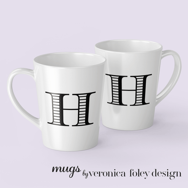 Letter H Shaded Roman Latte Mug with Initial