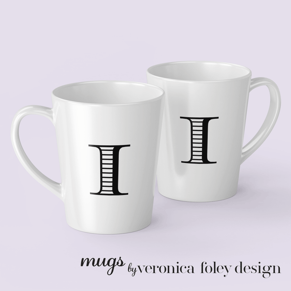 Letter I Shaded Roman Latte Mug with Initial