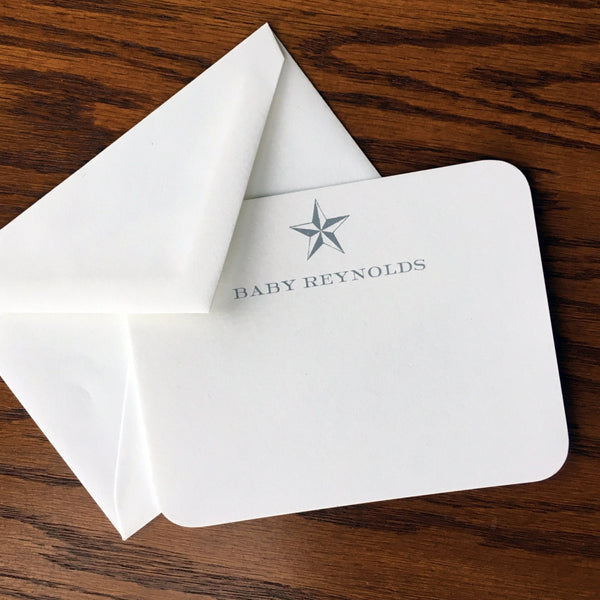 Texas star personalized baby thank you cards, boy baby shower thank you cards, Texas or sports themed nursery