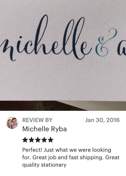 Bridal Shower Thank You Card Set - script initial