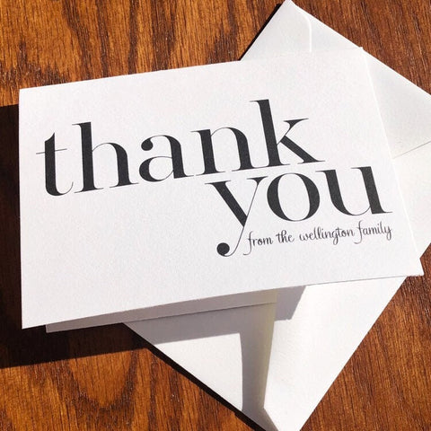 Personalized Family Thank You Card Pack with oversize font