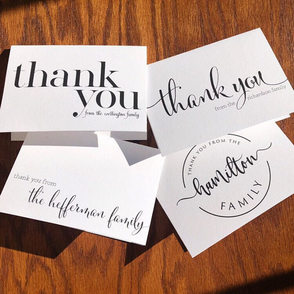 Personalized Family Thank You Card Pack with oversize font