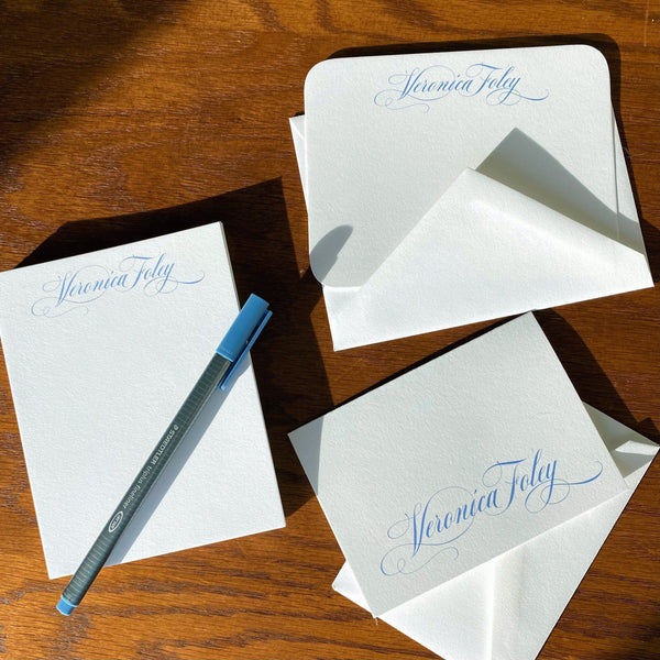 Extravagant script Personalized Cotton Stationery, correspondence cards or folded note cards Mardi Gras