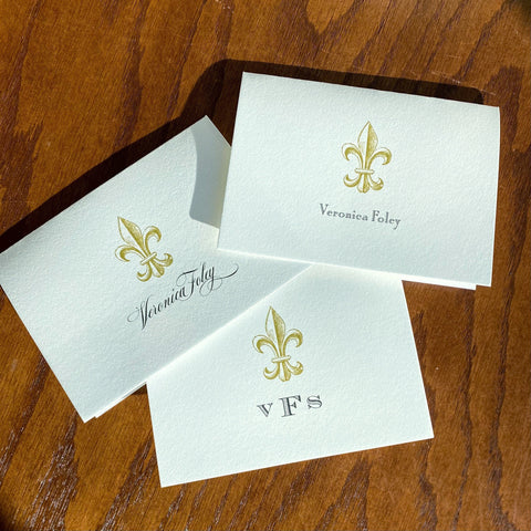 Fleur De Lis Stationery: Thank You Cards or Note Pad Mardi gras