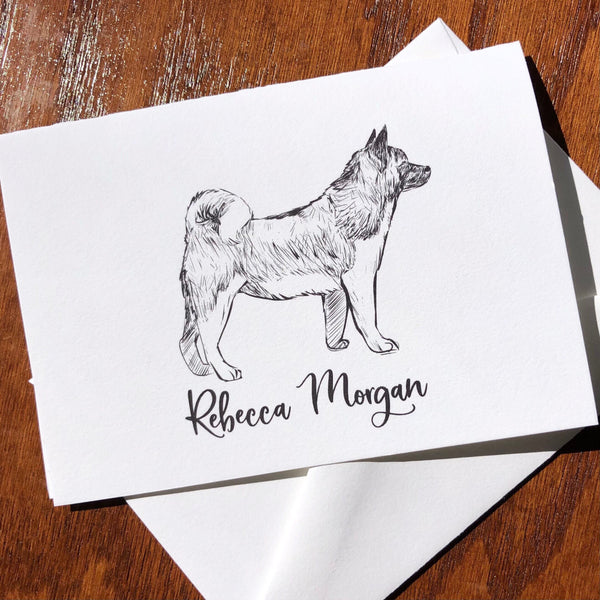Personalized Akita Note Cards