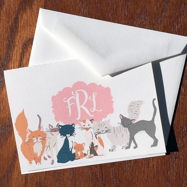 Charismatic Cat Personalized Correspondence Cards, Monogram Stationery Set, Monogrammed Stationery, Personalized graduations gifts ideas