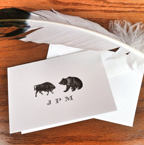 Personalized Bull and Bear Stationery