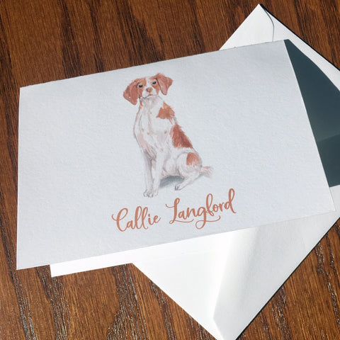 Personalized Brittany dog Note Cards