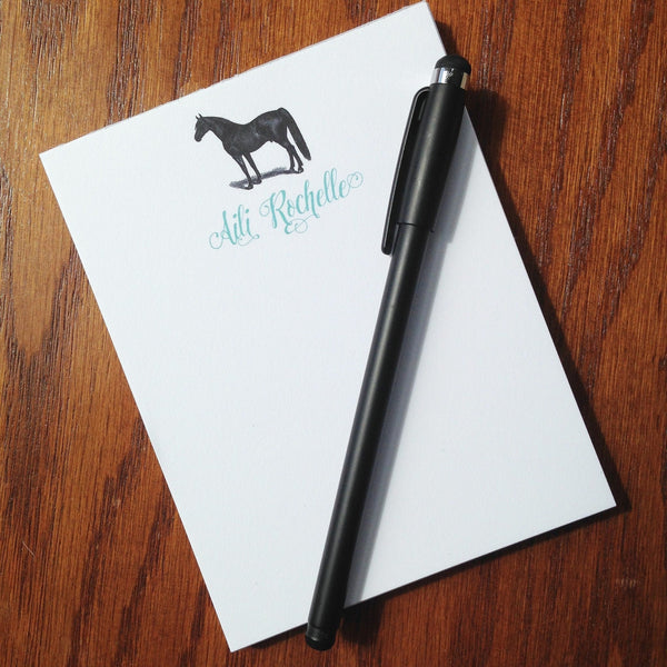 Personalized Horse Note Cards with vintage Thoroughbred