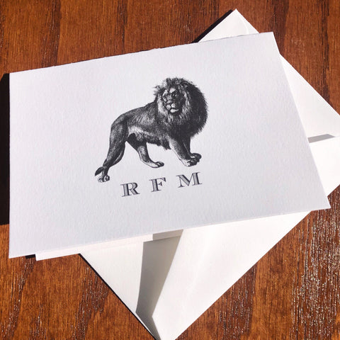 Personalized Lion Stationery Note Card Set