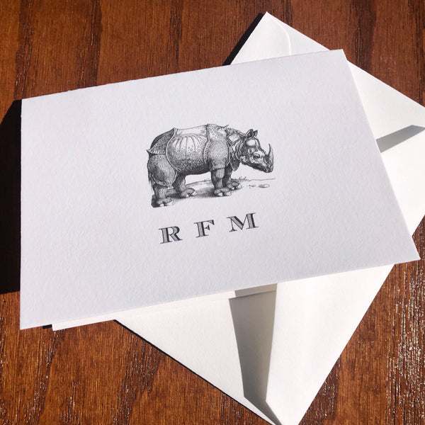 Personalized Durer Rhinoceros Stationery Note Cards