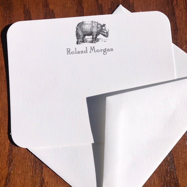 Personalized Durer Rhinoceros Stationery Note Cards