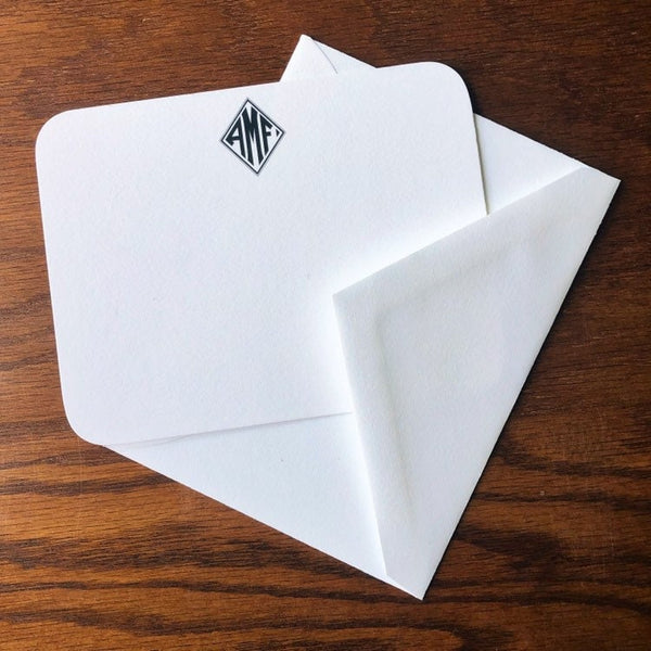 Arrives After Christmas - 100% Cotton Traditional Diamond Monogram Stationery Set of correspondence cards | Graduation Gift Ideas