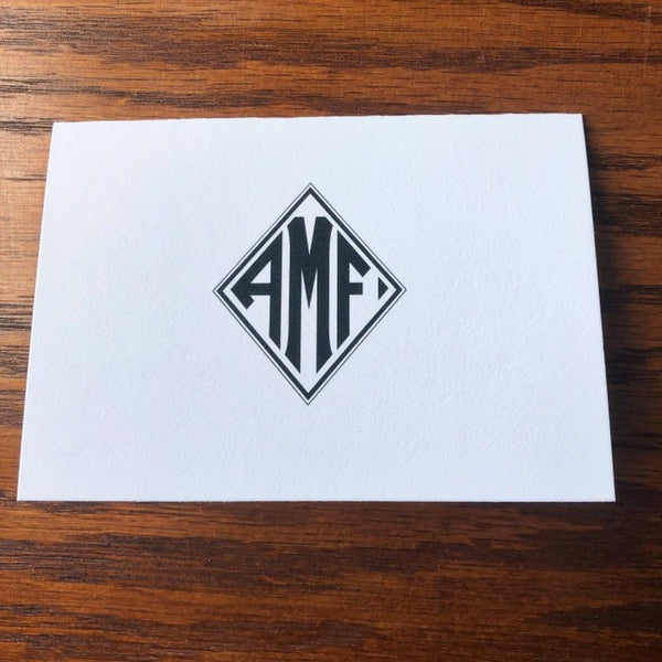 Arrives After Christmas - 100% Cotton Traditional Diamond Monogram Stationery Set of correspondence cards | Graduation Gift Ideas