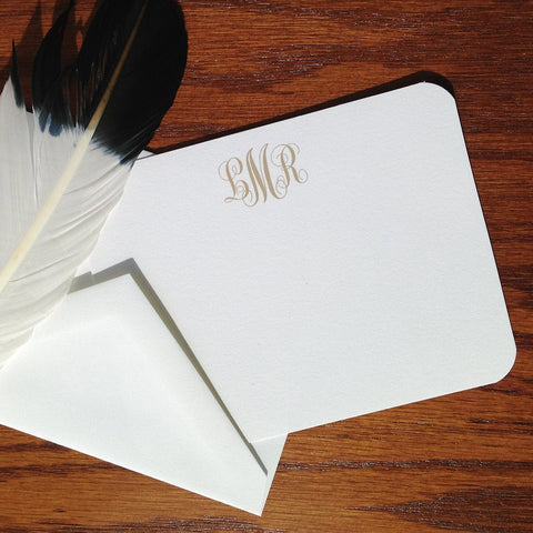 Script Monogram Stationery Set of cotton correspondence cards