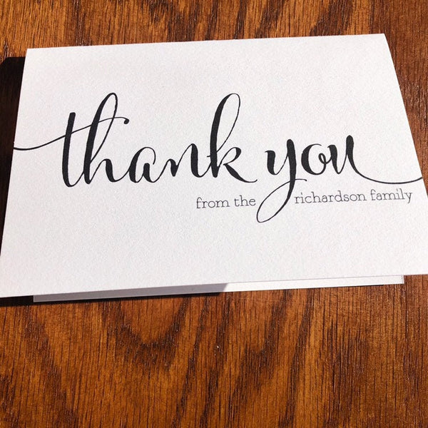 Personalized Family Thank You Card Pack with Large Script