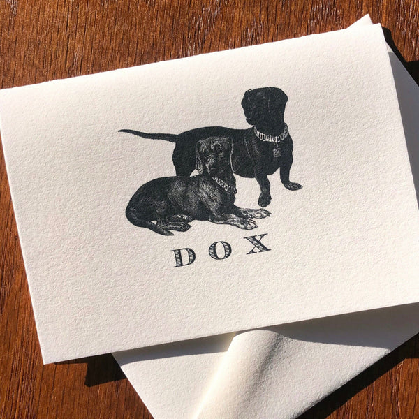 Personalized Dachshund Note Cards with Vintage Dog Art
