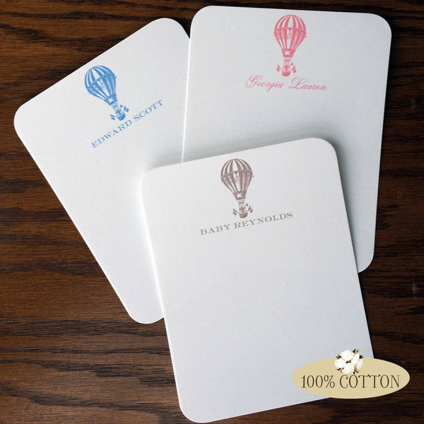 Baby Thank You Cards with Hot Air Balloon for Boy, Girl or Gender Neutral