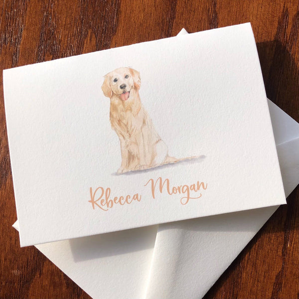 Personalized Golden Retriever Note Cards