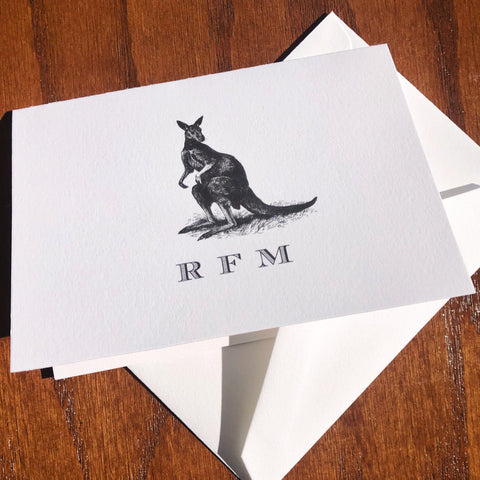 Personalized Kangaroo Stationery Note Card Set