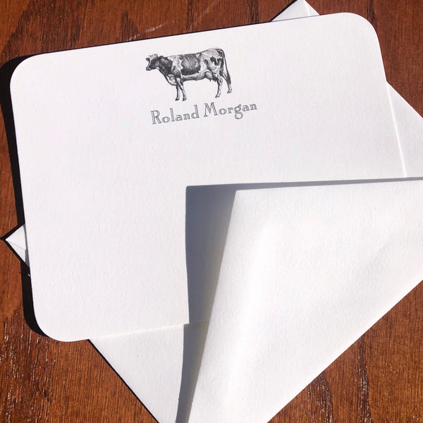 Personalized Cow Stationery Note Card Set