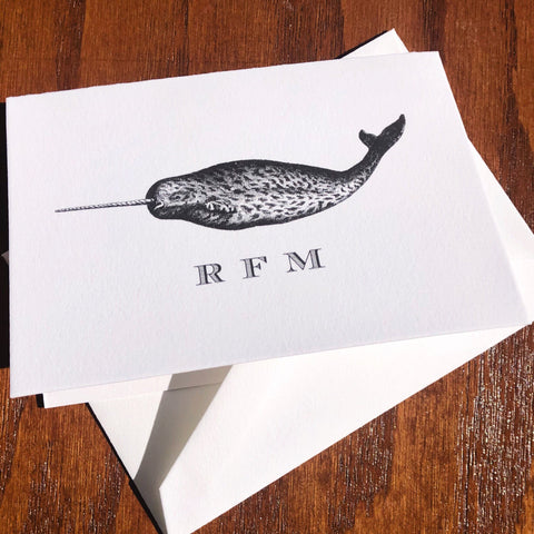 Personalized Narwhal Note Cards Fine Stationery