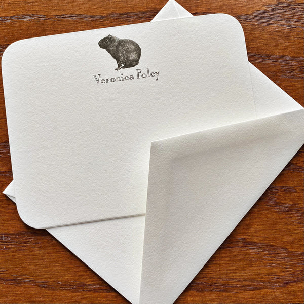 Personalized Capybara Stationery Note Card Set