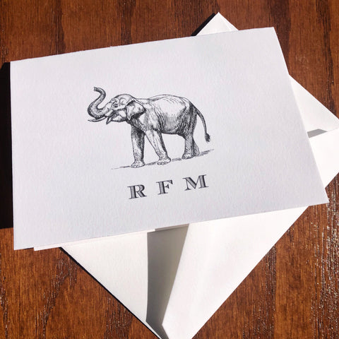 Personalized Elephant Stationery Note Card Set