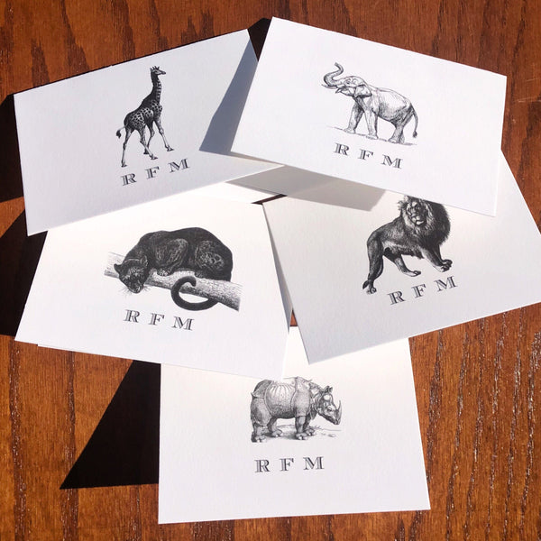 Personalized Elephant Stationery Note Card Set