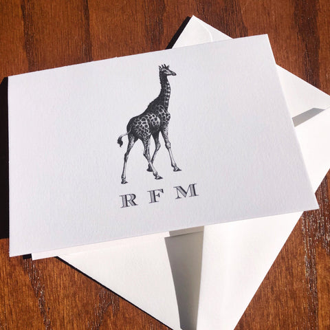 Personalized Giraffe Stationery Note Card Set