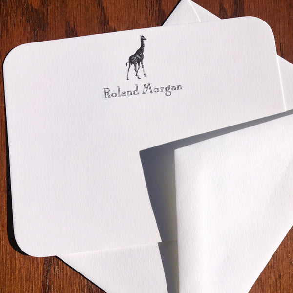 Personalized Giraffe Stationery Note Card Set