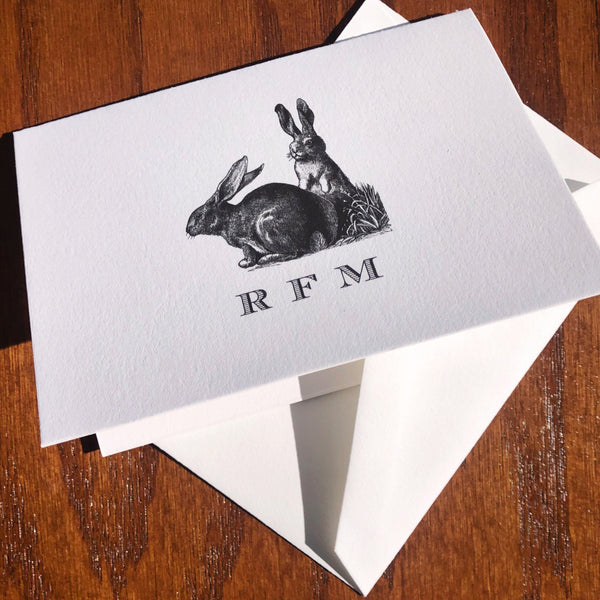 Personalized Bunny Rabbit Stationery Note Card Set