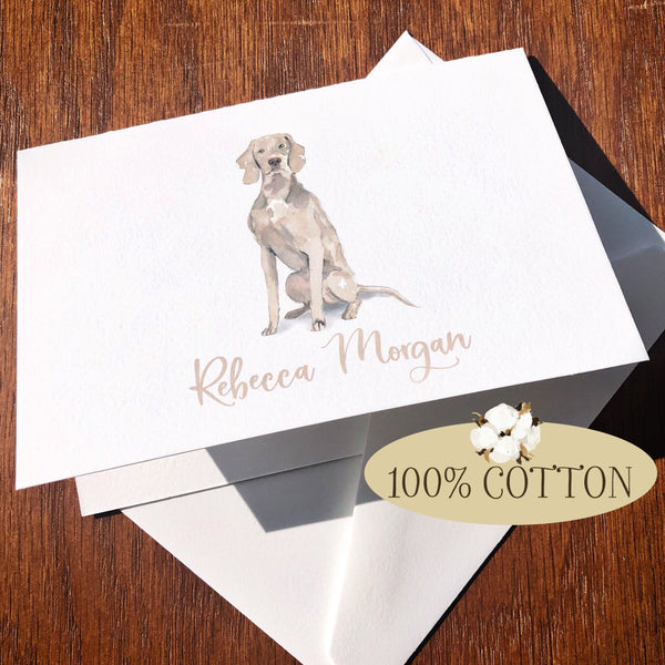 Personalized Weimaraner Note Card Set