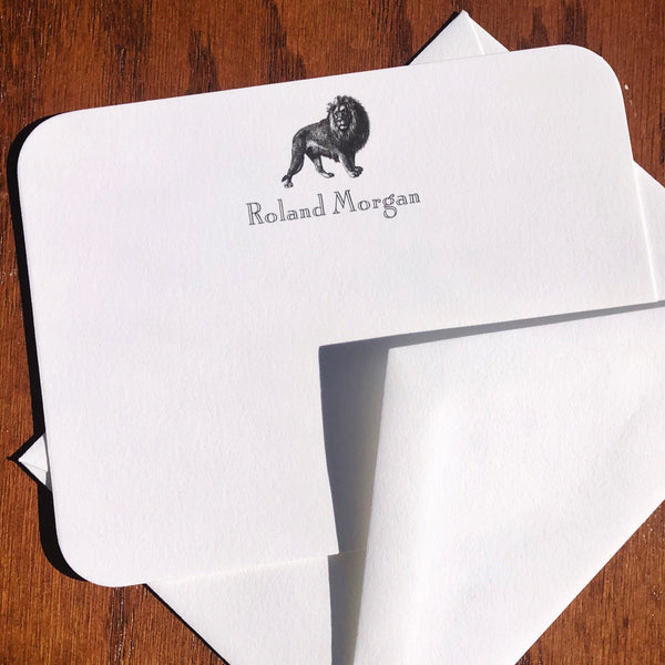 Personalized Lion Stationery Note Card Set