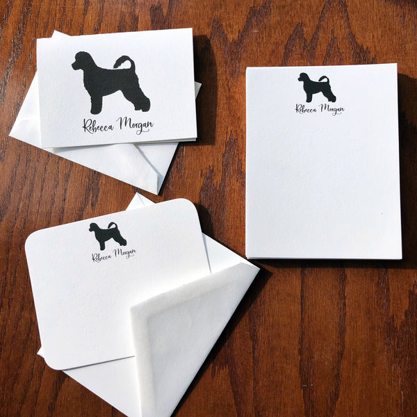 Personalized Portuguese Water Dog Breed Note Cards or Note Pad
