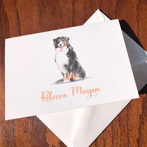 Personalized Bernese Mountain Dog Note Card Set
