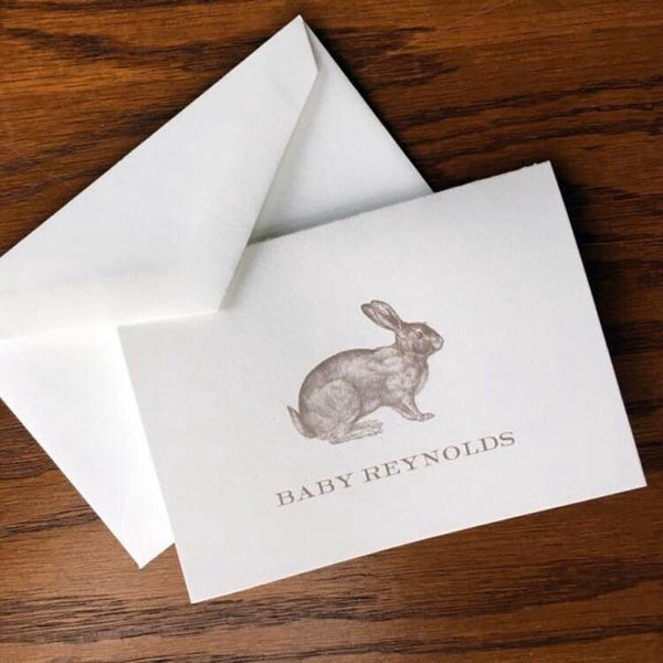 Bunny Baby Thank You cards 100% Cotton