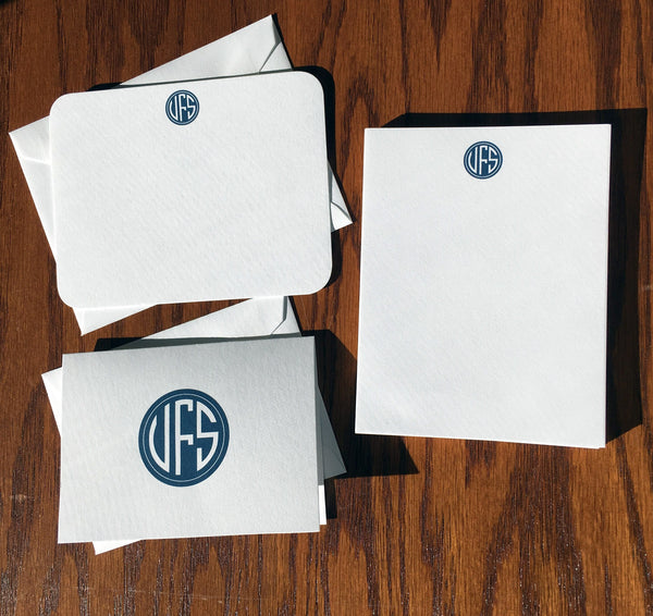 Circle Monogram Stationery Set, Monogrammed Correspondence Cards, Monogram Thank You Note Cards, Monogram stationary note cards